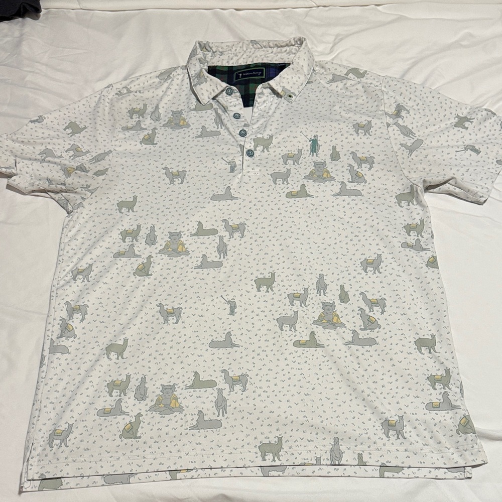 William Murray Golf White Polo with Animal Print